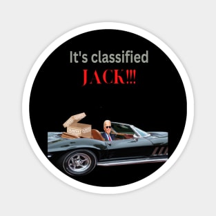 Joe Biden in his Corvette with classified box, funny mugs, gift mug, apparel, t-shirts, shirts Magnet